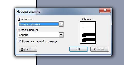 Нумерация страниц в Word 2003